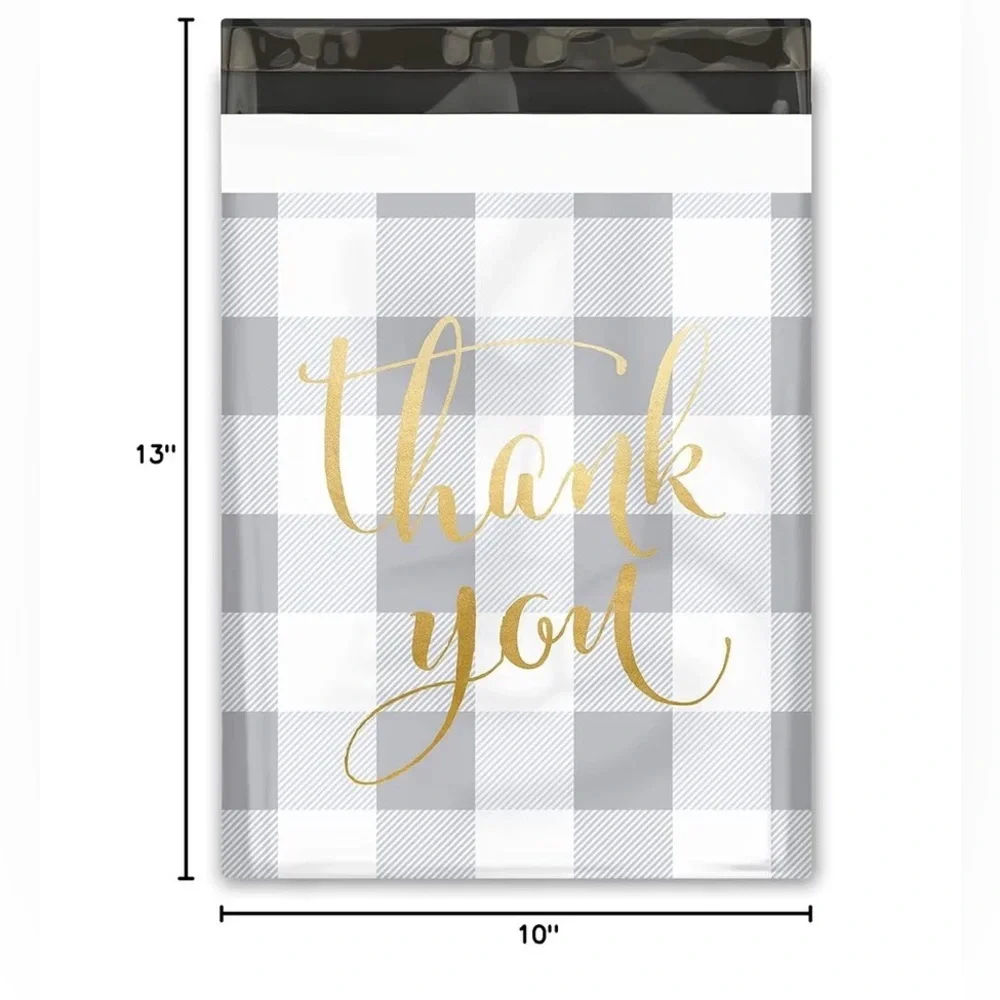 Thank You Polymailers 10x13 Gray Plaid
